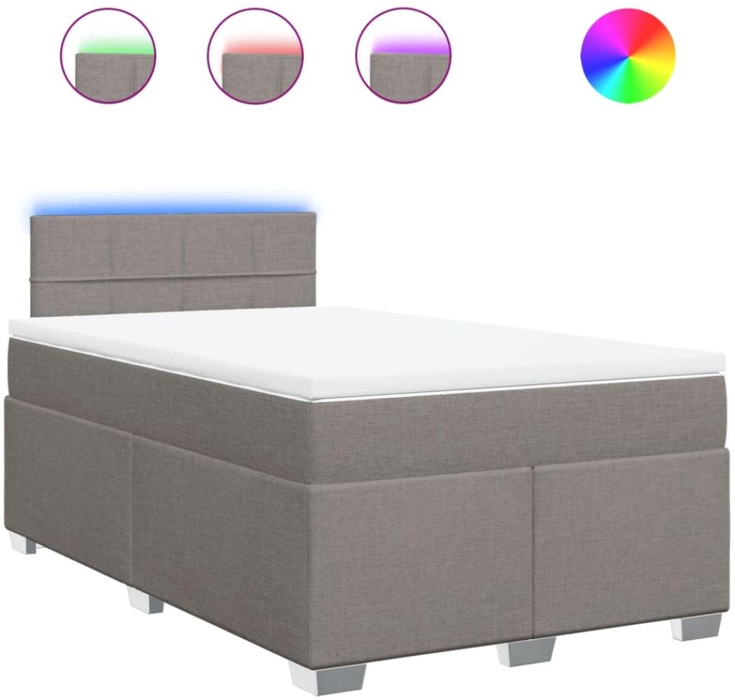 Boxspringbett mit Matratze, Stoff, Viereckige, grauer Fuß, Taupe, 120x200 cm, true Bild 1