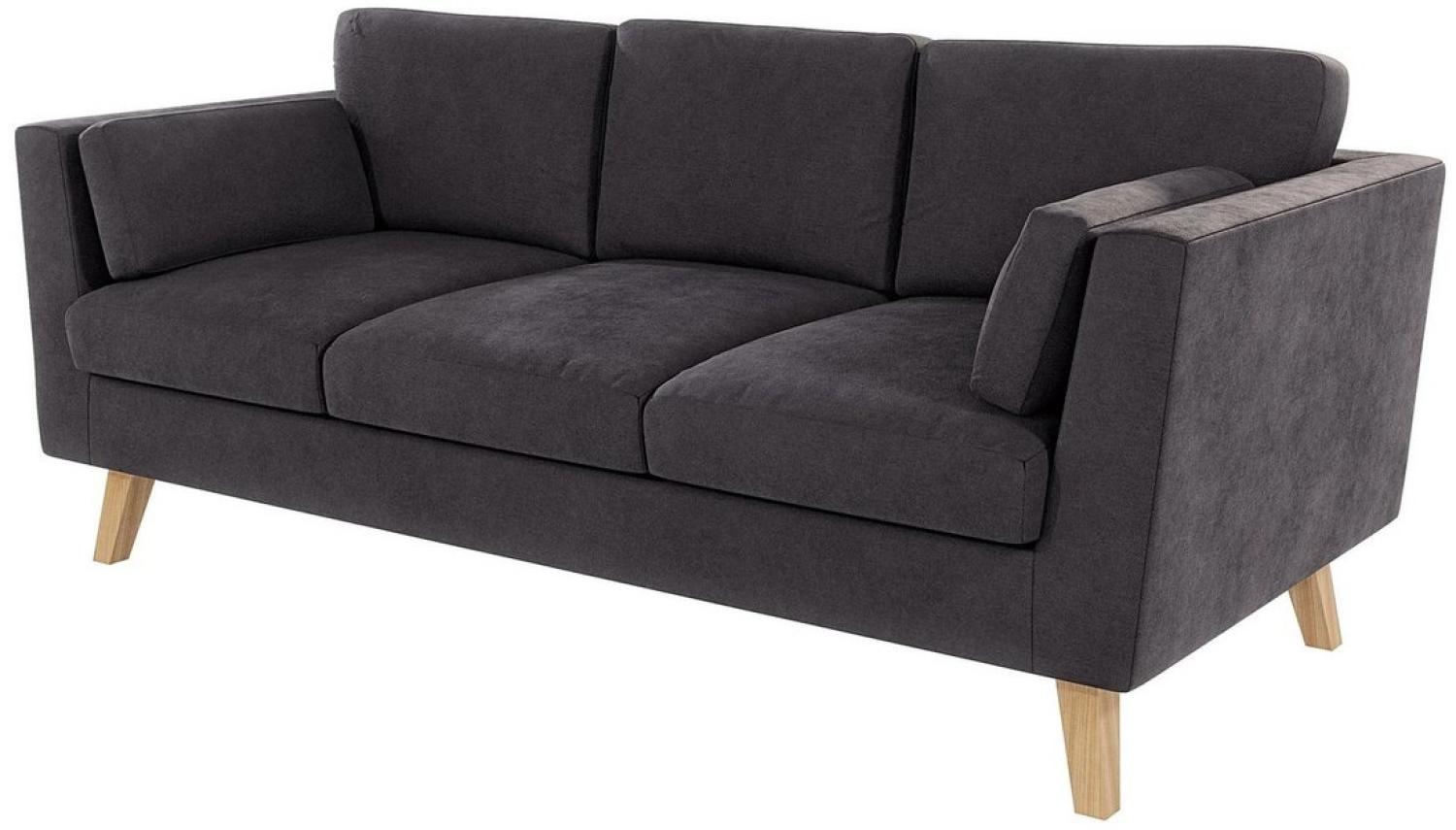 S-Style Möbel 3-Sitzer Sofa mit Holzfüßen im skandinavischen Stil Angeles, mit Wellenfederung Bild 1