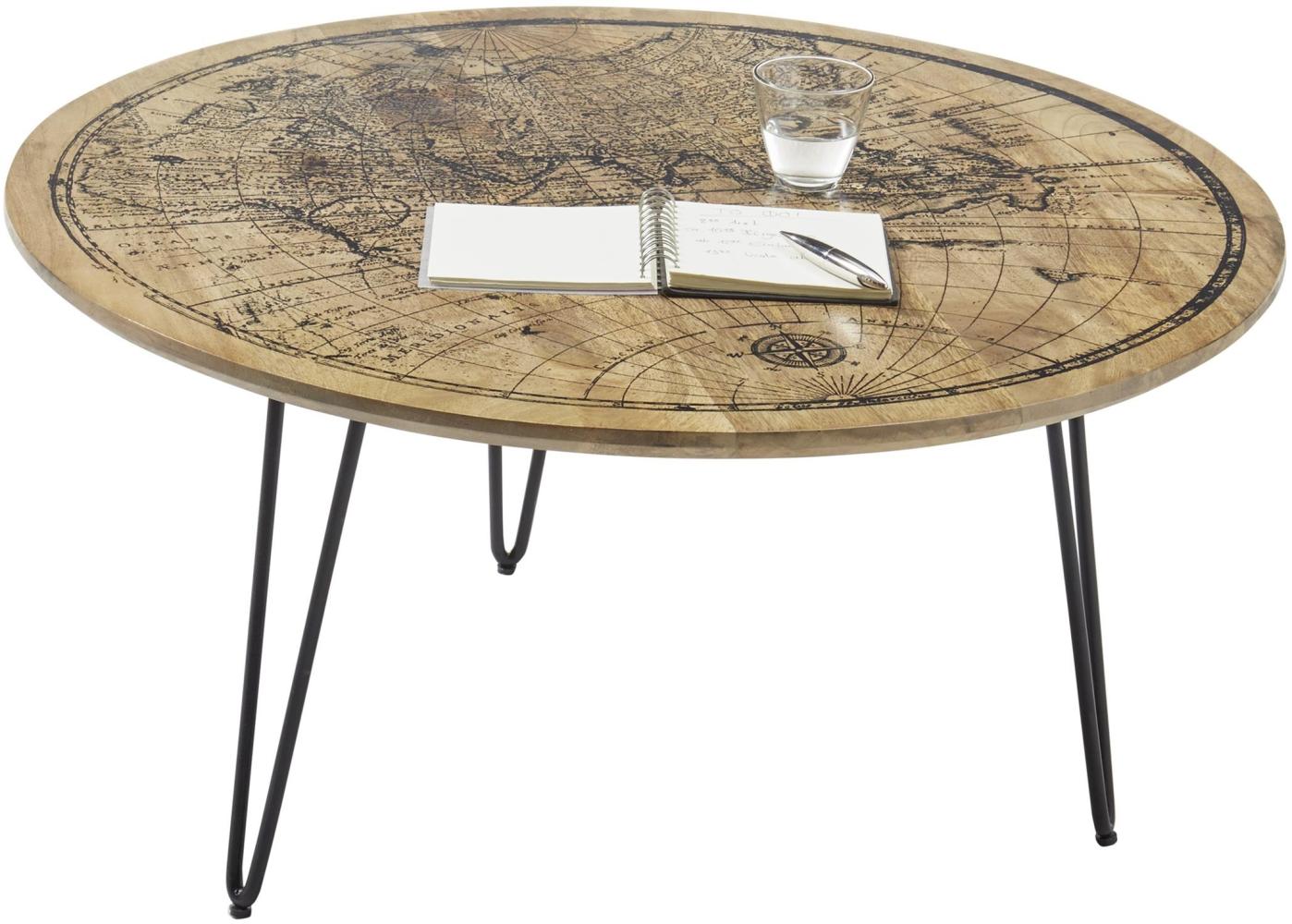 Couchtisch >Nelia< in Mangoholz aus Massivholz,Metall - 90x46x90cm (BxHxT) Bild 1