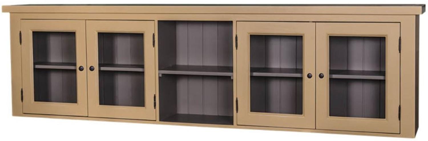 Casa Padrino Landhausstil Küchenhängeschrank Beige / Grau 192 x 31 x H. 65 cm - Oberschrank mit 4 Glastüren Bild 1