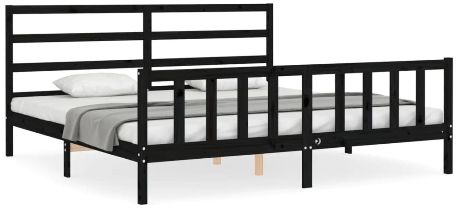 vidaXL Massivholzbett mit Kopfteil Schwarz 200x200 cm 3191930 Bild 1