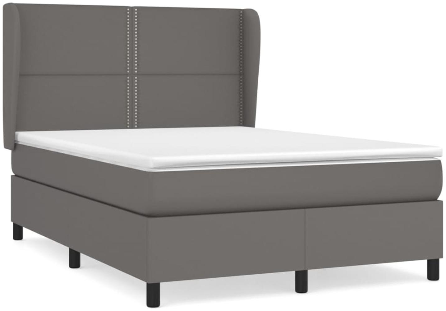 vidaXL Boxspringbett mit Matratze Grau 140x200 cm Kunstleder 3128977 Bild 1
