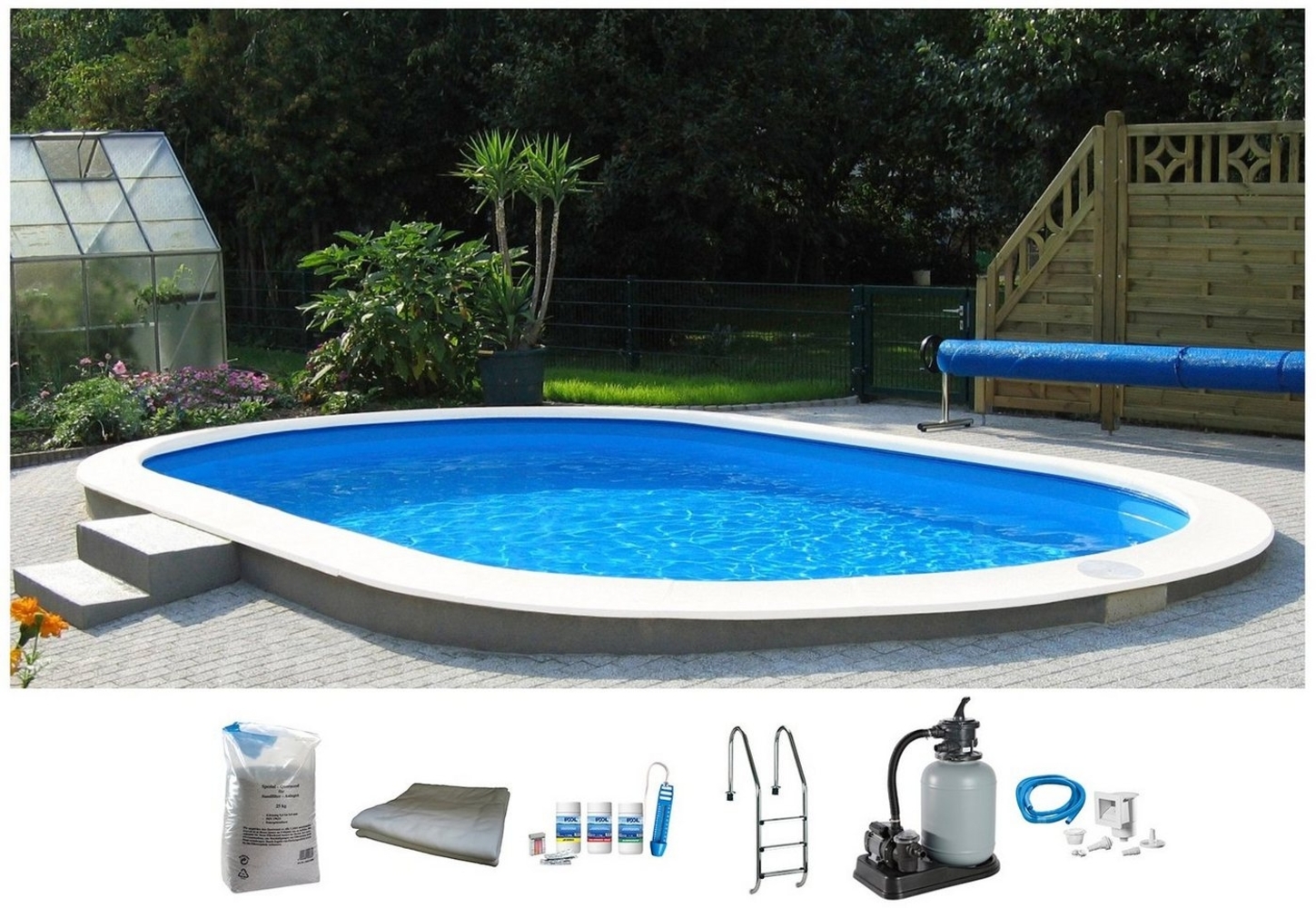 my POOL BWT Ovalpool PREMIUM mit blauer Innenfolie (Komplett-Set, 7-tlg), Höhe 150 cm, in verschiedenen Größen Bild 1