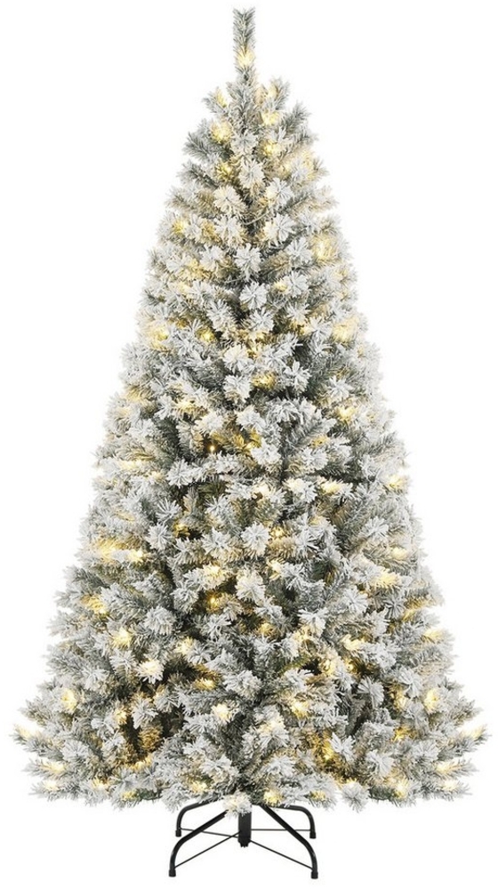 Salcar Künstlicher Weihnachtsbaum 180 cm Künstlicher Tannenbaum mit Schnee und Beleuchtung Warmweiß, Edeltanne, Christbaum mit Weihnachtsdeko, mit 828 Spitzen aus PVC Bild 1