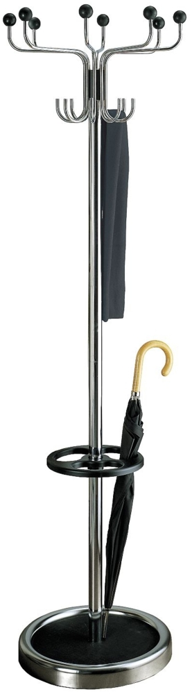 Garderobenständer Rondo 6280 Chrom / Schwarz, mit 8 Hut- und 8 Mantelhaken Bild 1