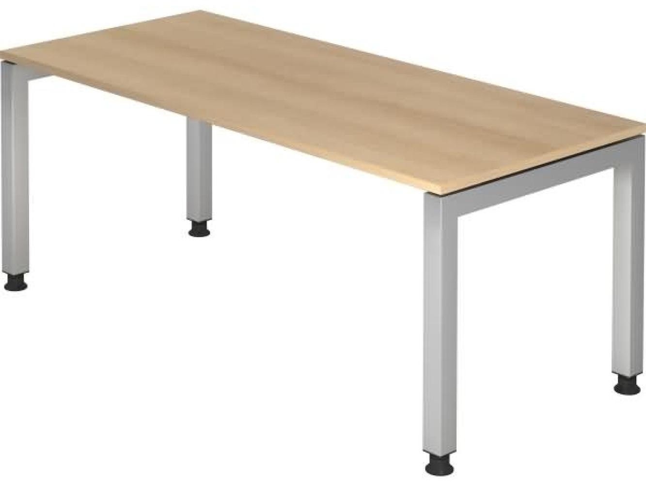 Schreibtisch JS19 U-Fuß eckig 180x80cm Eiche Gestellfarbe: Silber Bild 1