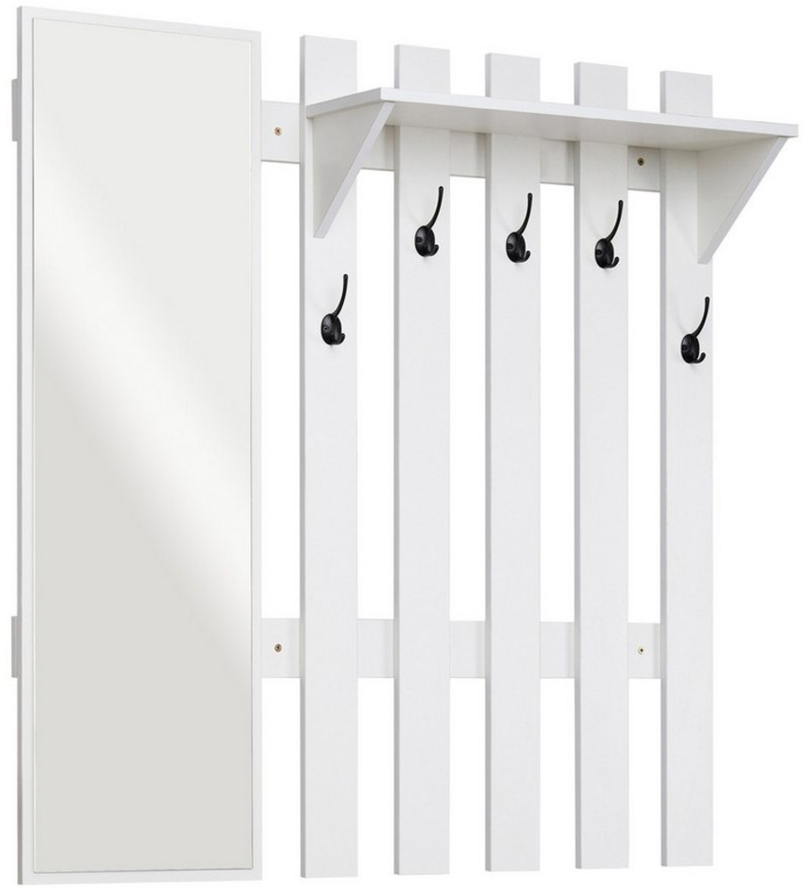 Mondeer Garderobenpaneel Garderobe mit Spiegel, Wandhalter mit 5 Häkchen, 100 x 106 x 22 cm Bild 1