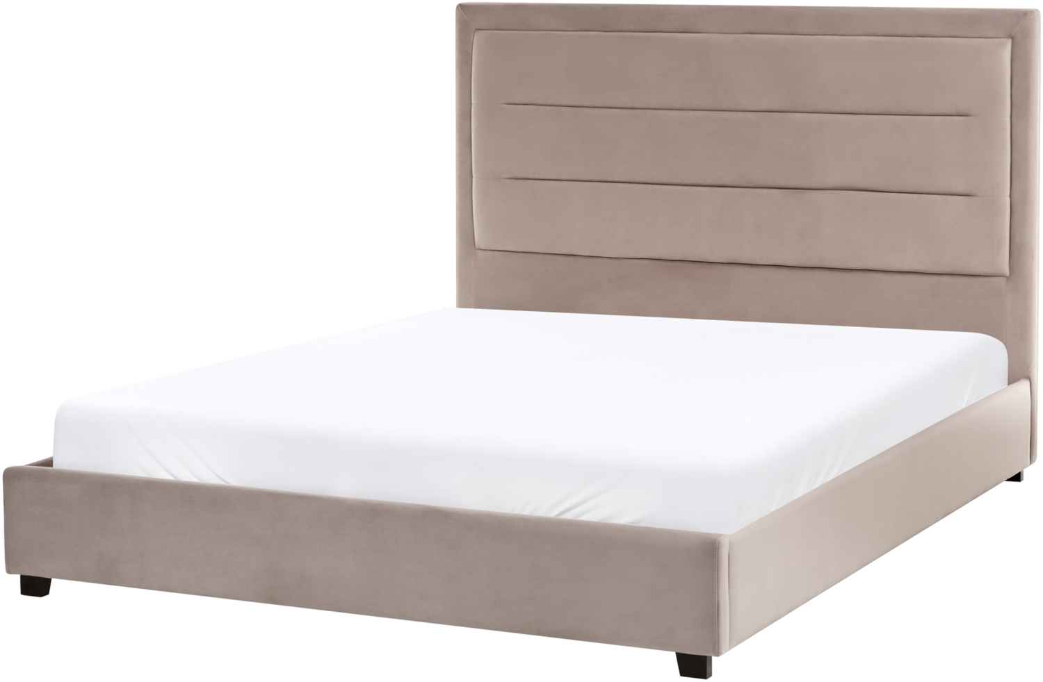 Bett mit Lattenrost Samtstoff ROUEN 140 x 200 cm Taupe Bild 1
