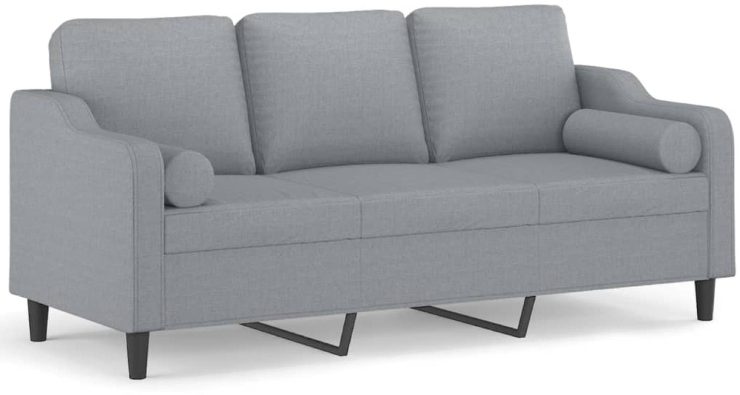 vidaXL 3-Sitzer-Sofa mit Zierkissen Hellgrau 180 cm Stoff 3200853 Bild 1
