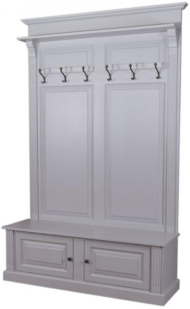 Casa Padrino Landhausstil Massivholz Garderobenschrank Grau 140 x 41 x H. 210 cm - Wand Garderobe - Flur Schrank - Flurmöbel - Garderobenmöbel - Landhausstil Möbel Bild 1