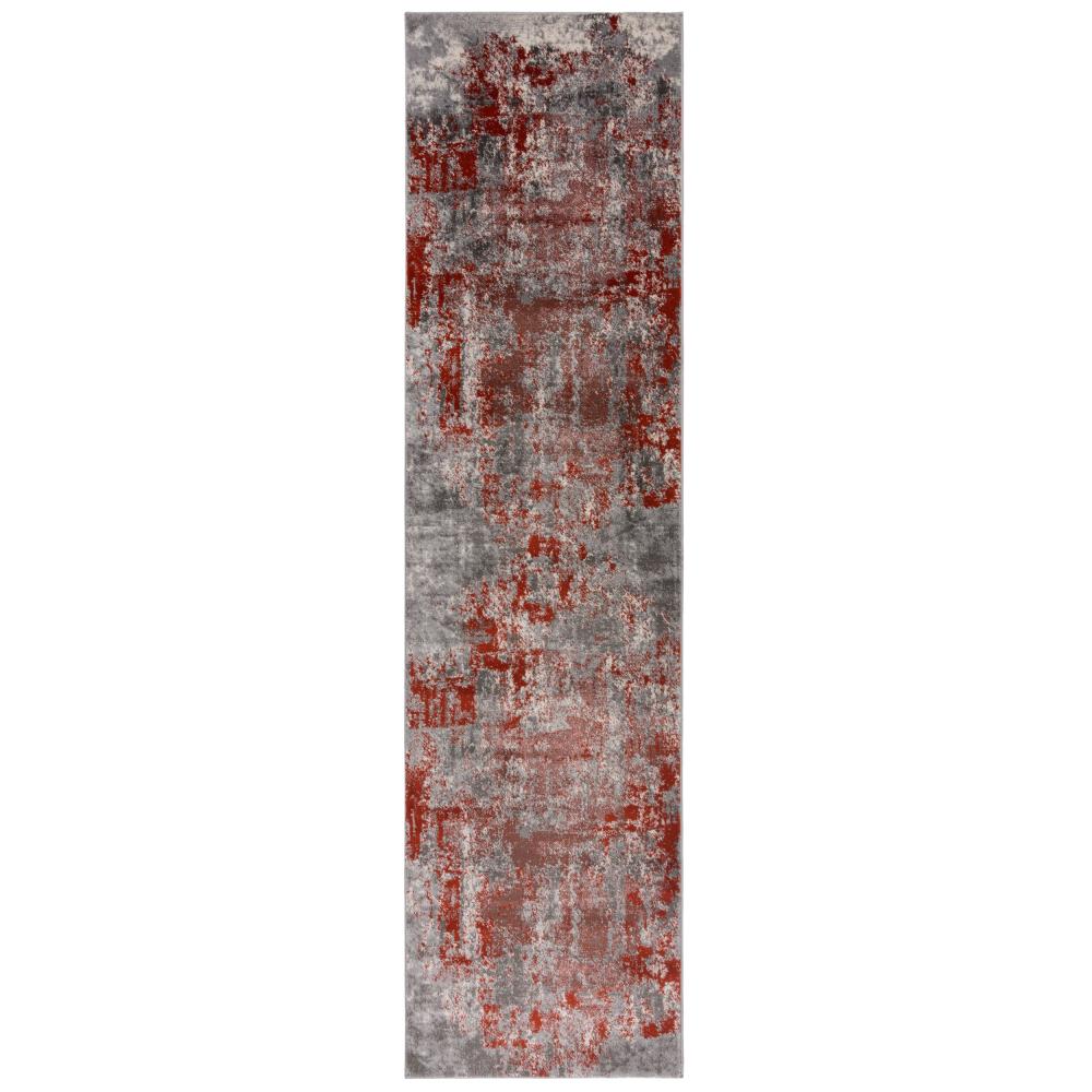 Kadima Design "Dee" Abstrakte Kunst-Teppiche in Premium-Qualität. Farbe: Rot-Grau, 80x300 cm Bild 1