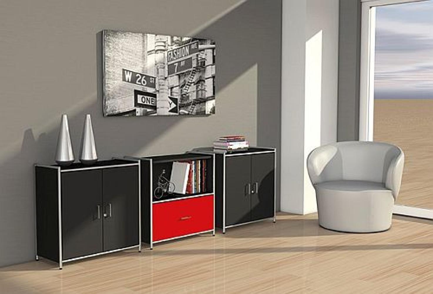 Sideboard mit Vorbautüren Artline, 80x38x78cm, Anthrazit Bild 1