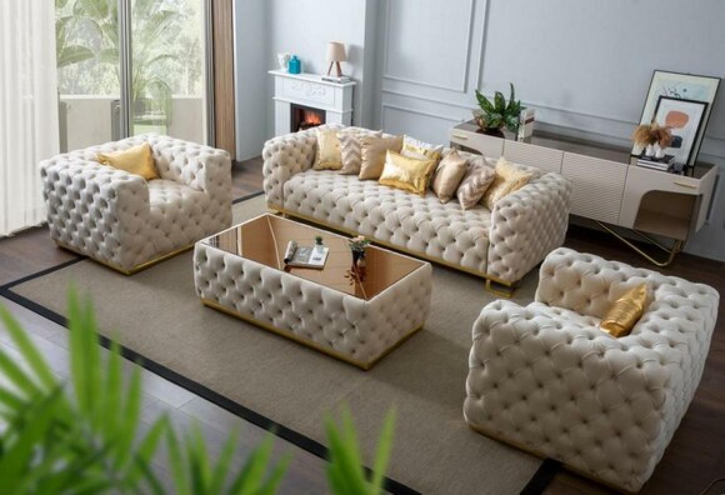 Couchtisch rechteckige Couchtische Chesterfield Glastisch Tisch Möbel Bild 1