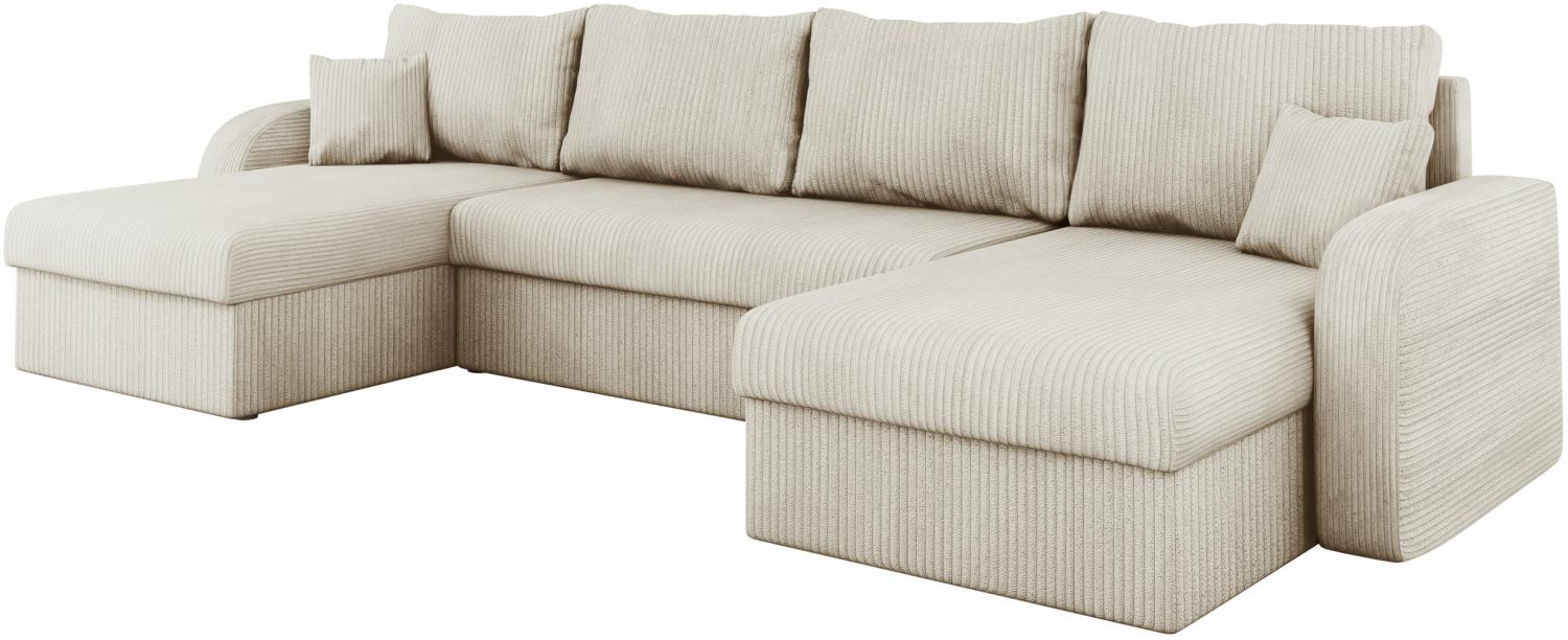 Ecksofa Kris U Cord, Farbe: Poso 100, 304 x 40 x 80 cm. Bild 1