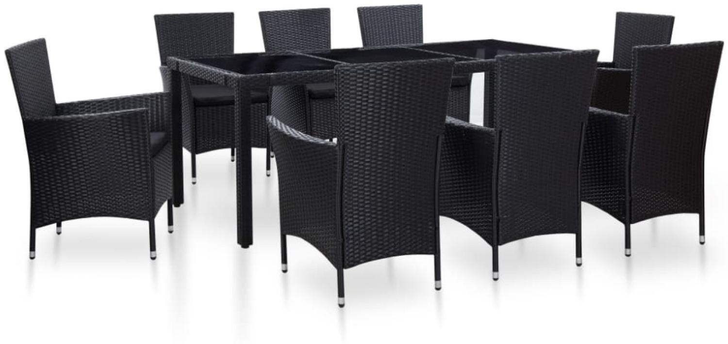 vidaXL 9-tlg. Garten-Essgruppe Poly Rattan Schwarz 45976 Bild 1