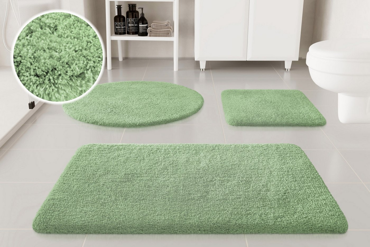 OTTO home Badematte Kaarin, Höhe 30 mm, rutschhemmend beschichtet, schnell trocknend, Polyester, rechteckig, Badteppich, getuftet, flauschig, hochflor, große Farbauswahl Bild 1