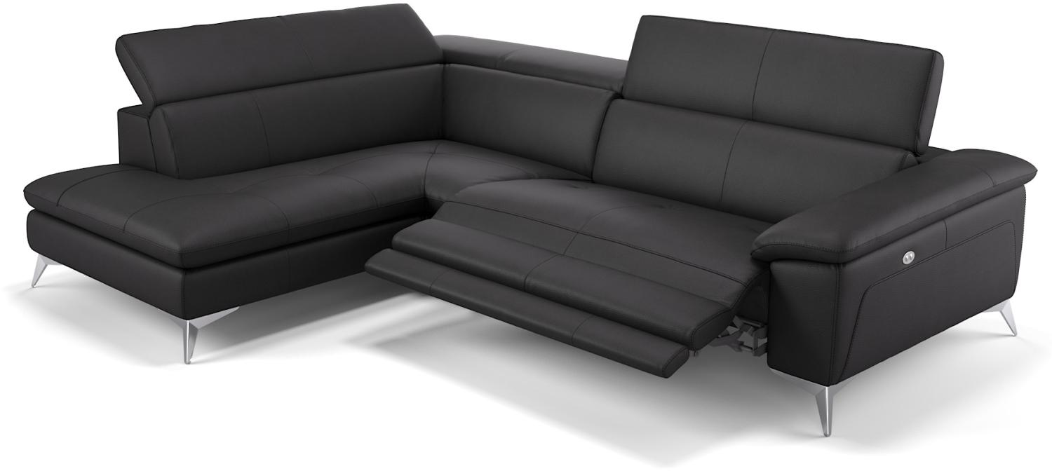 Sofanella Ledercouch STELLA Ledersofa Ecksofa Wohnlandschaft in Schwarz Bild 1