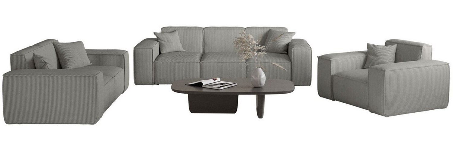 Sofaset Designersofa CELES PREMIUM 3-2-1 in Stoff Scala Grau Bild 1