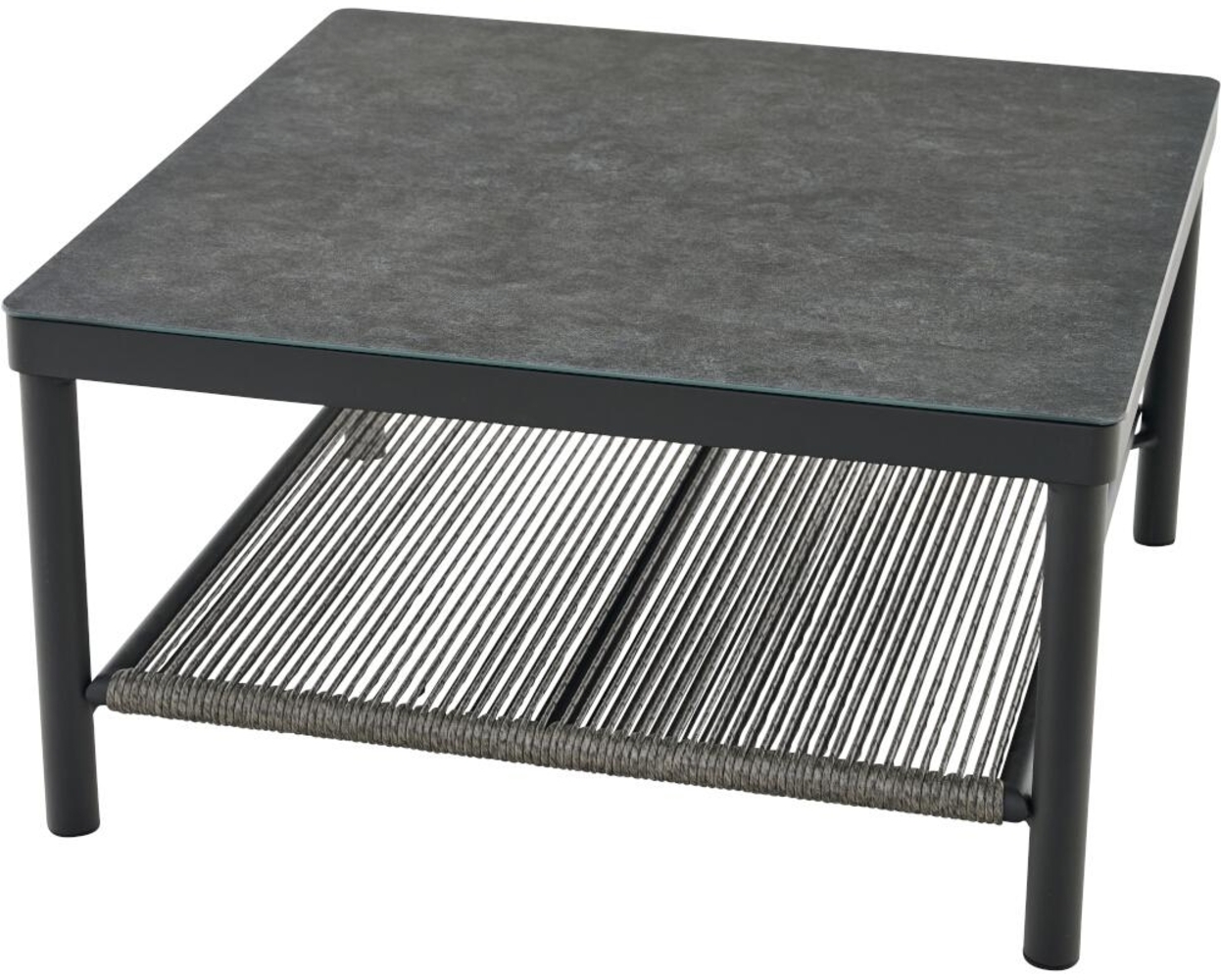 SIENA GARDEN Lounge-Tisch Kansas 75 x 75 cm Gestell aus Aluminium in matt anthrazit, Tischplatte aus Glas in dark concrete Bild 1