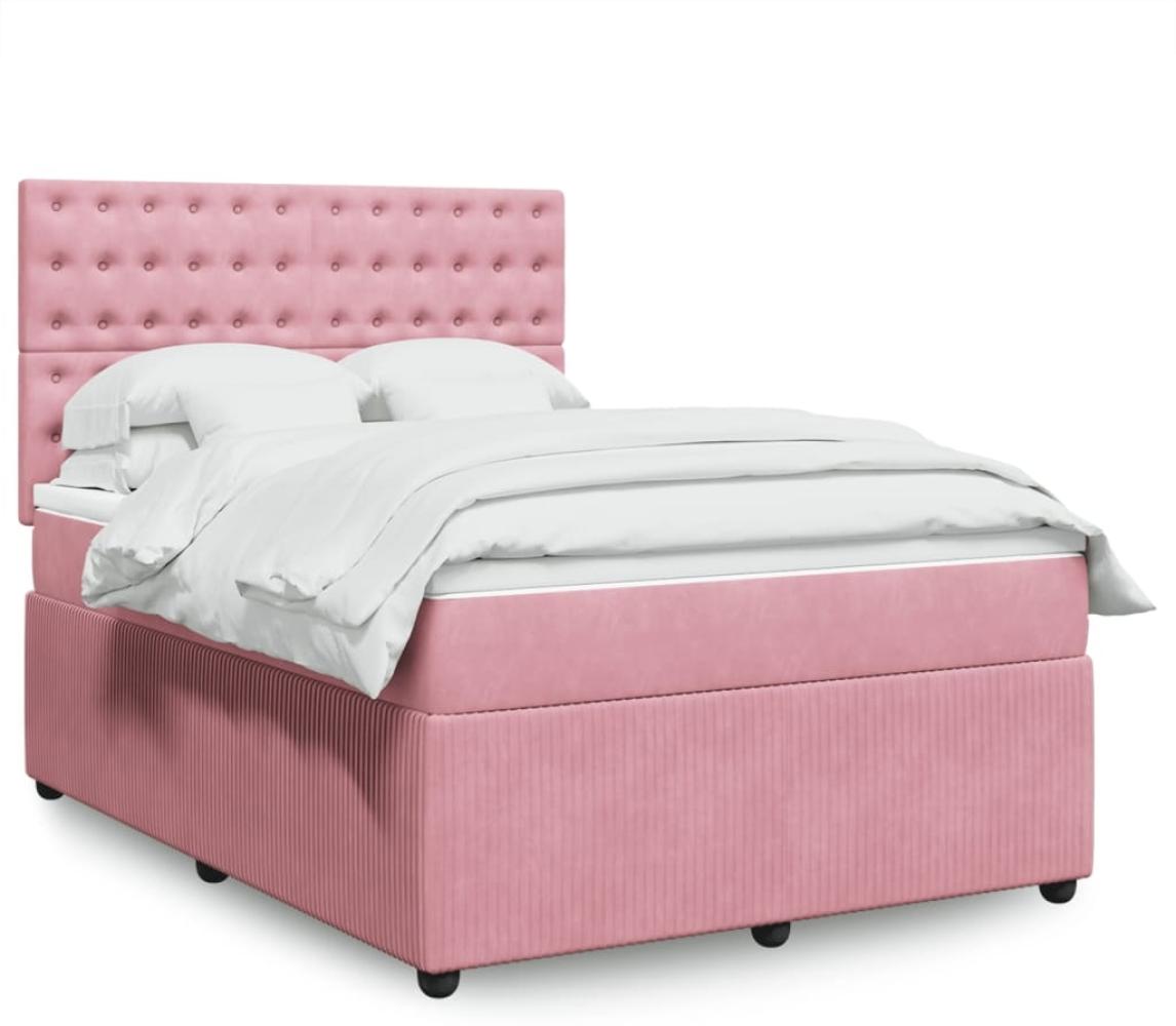 vidaXL Boxspringbett mit Matratze Rosa 140x200 cm Samt 3294675 Bild 1