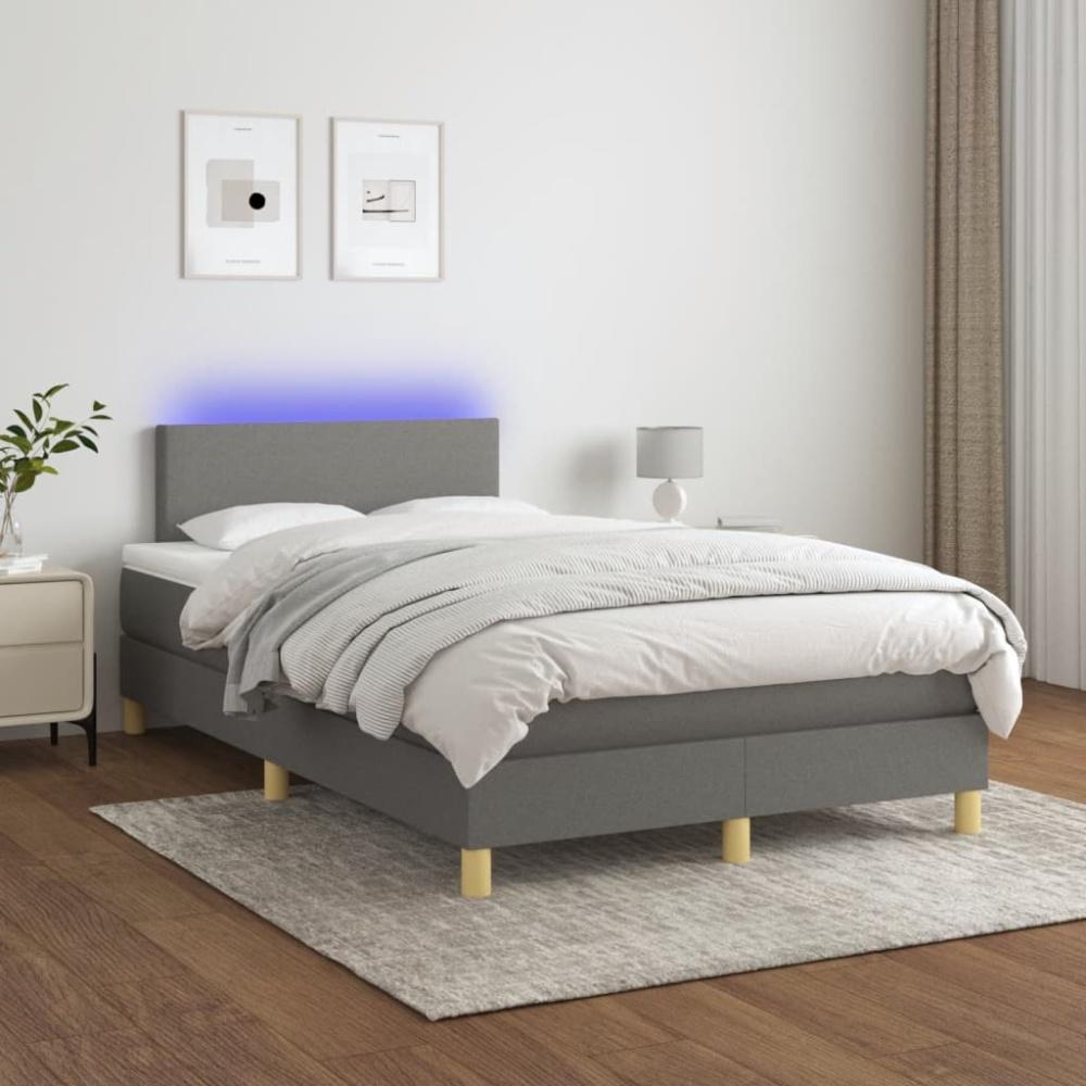 Boxspringbett mit Matratze & LED Stoff Dunkelgrau 120 x 200 cm, Härtegrad: H2 [3133542] Bild 1