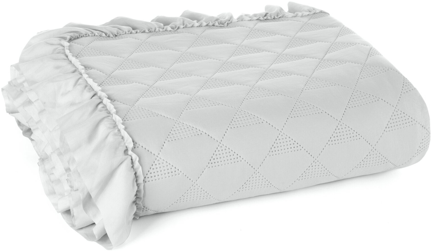 Tagesdecke Decke mit Rüschen Romantische Decke VANESA silber 220x240 cm silber Bild 1