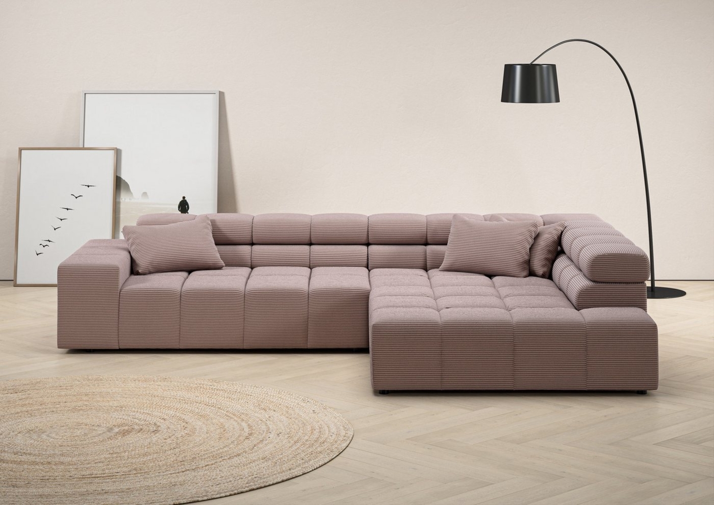 INOSIGN Ecksofa Ancona incl. Kopfteilverstellung, Zierkissen Breite 319cm, L-Form, wahlweise motorische Sitztiefenverstellung, auch in Cord + Easy Care Bild 1