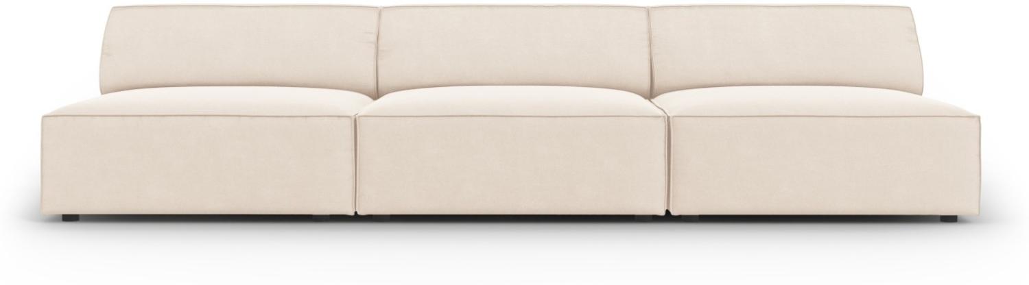 Micadoni 3-Sitzer Samtstoff Sofa Jodie | Bezug Light Beige | Beinfarbe Black Plastic Bild 1