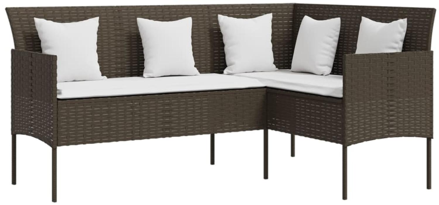 vidaXL Sofa in L-Form mit Kissen Poly Rattan Braun 318586 Bild 1