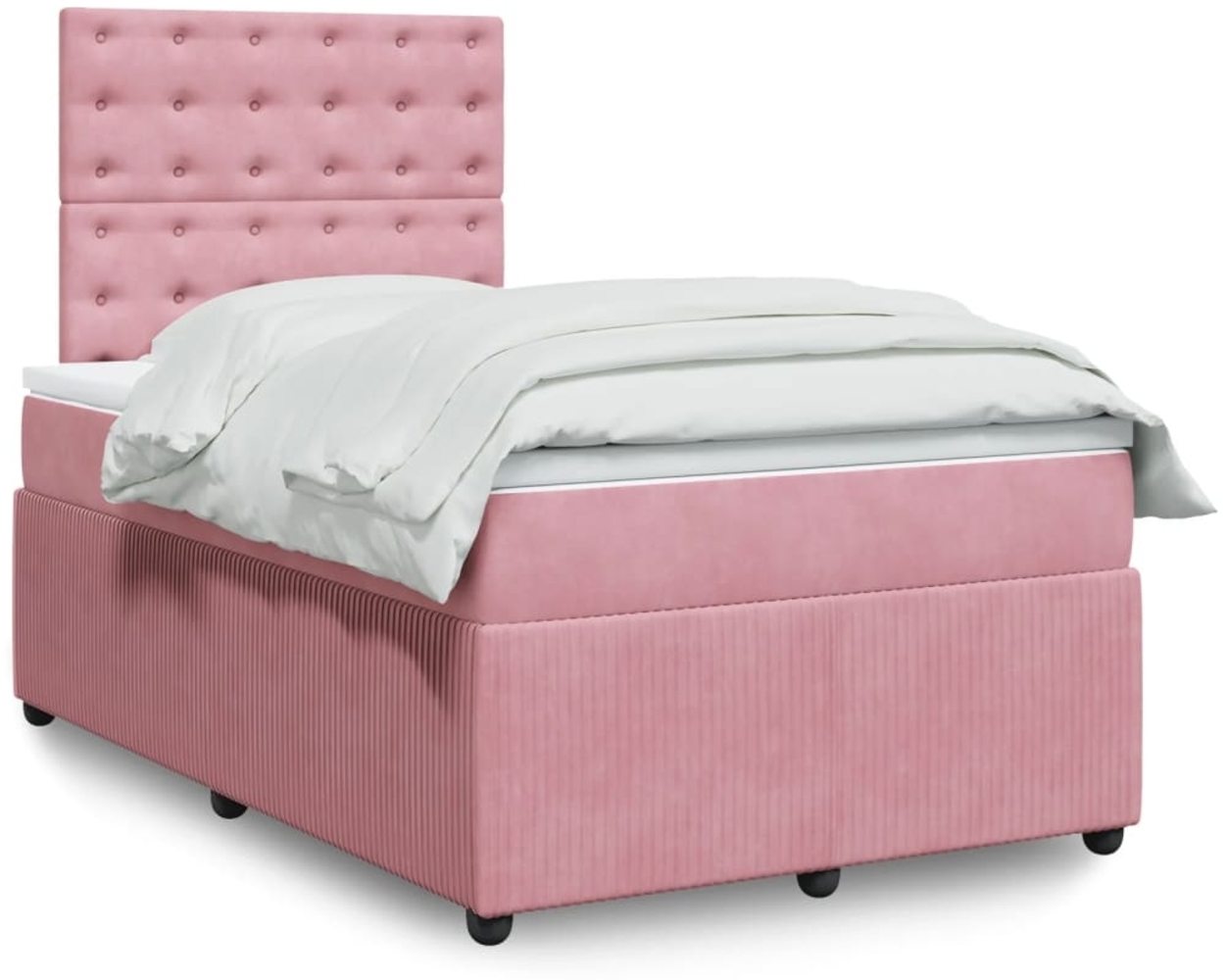 vidaXL Boxspringbett mit Matratze Rosa 120x190 cm Samt 3292303 Bild 1