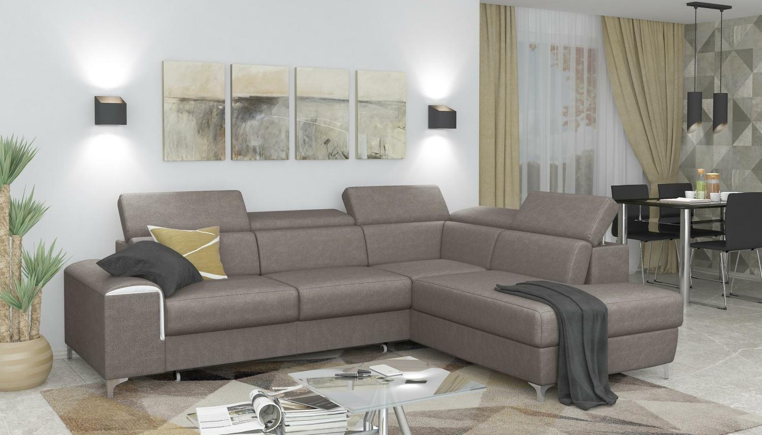 Stylefy Caio Ecksofa Hellbraun Velours Bild 1