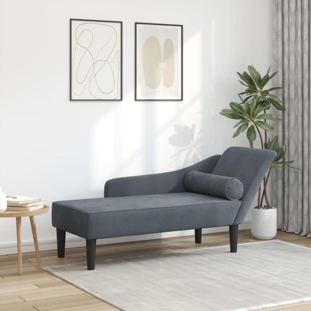 vidaXL Chaiselongue mit Kissen Dunkelgrau Samt 4007589 Bild 1