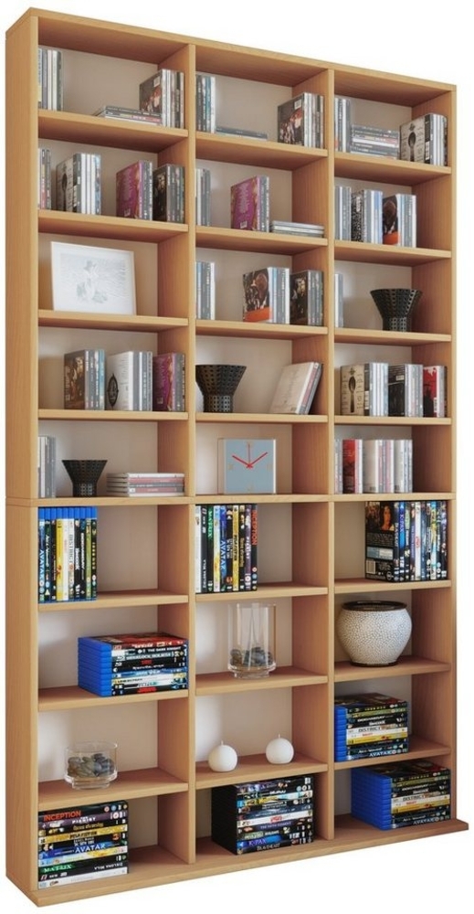 VCM Regal Standregal Medienregal Bücherregal CD DVD Ablage Aufbewahrung Holz Raumteiler Wandregal Buche "Megosa Maxi" Bild 1