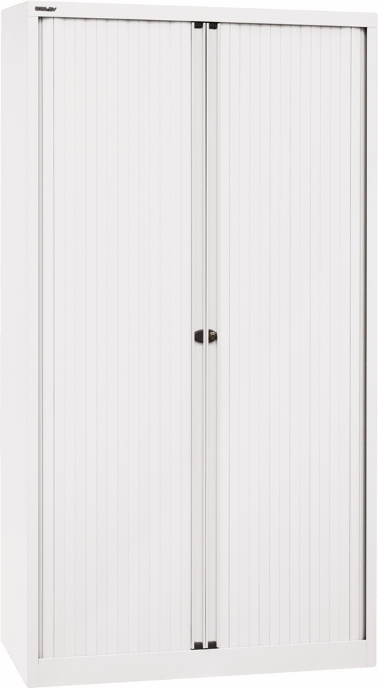 BISLEY Rollladenschrank mit Schloss in verkehrsweiß Schrank aus Metall Rollladen aus Kunststoff inkl. 4 Einlegeböden, ET410194S-PWW696 Bild 1