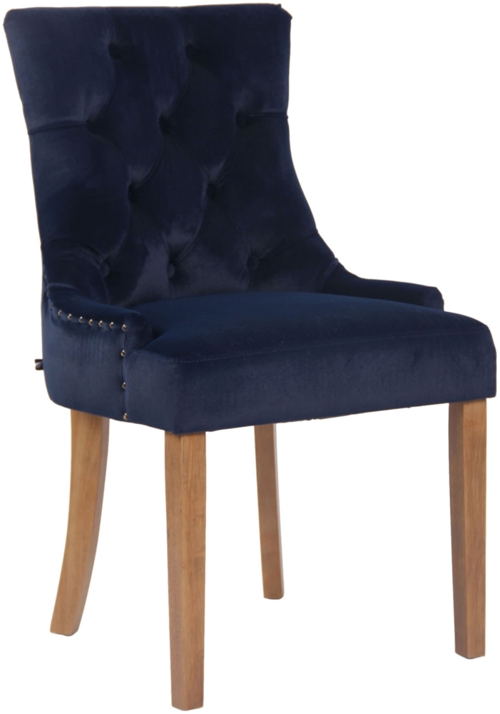 Esszimmerstuhl HILON - Samt Blau 55x58x92 cm Hellbraun | Essstühle Esszimmerstühle Küchenstühle Wohnzimmerstühle Bild 1
