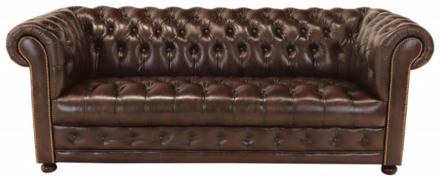 Dreisitzer-Sofa Chesterfield Manchester aus echtem Rindsleder Braun Bild 1