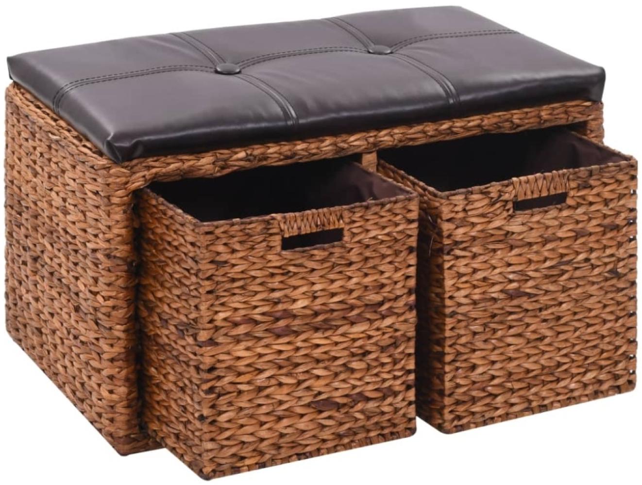 vidaXL Sitzbank mit 2 Körben Seegras 71×40×42 cm Braun 246118 Bild 1