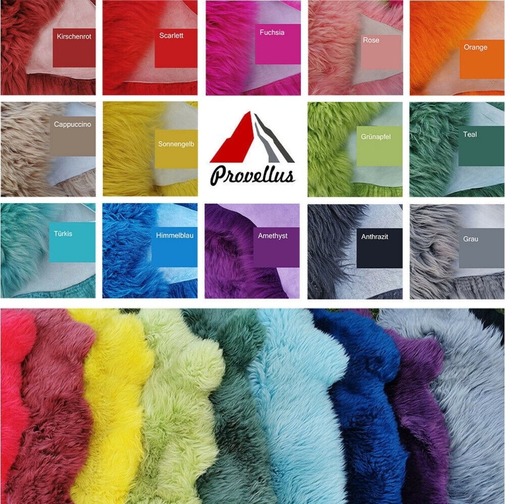 Provellus Fellteppich Top Öko Lammfell Schaffell Bunt Gefärbte Weiche Felle Neu, 80cm-100cm lang Bild 1