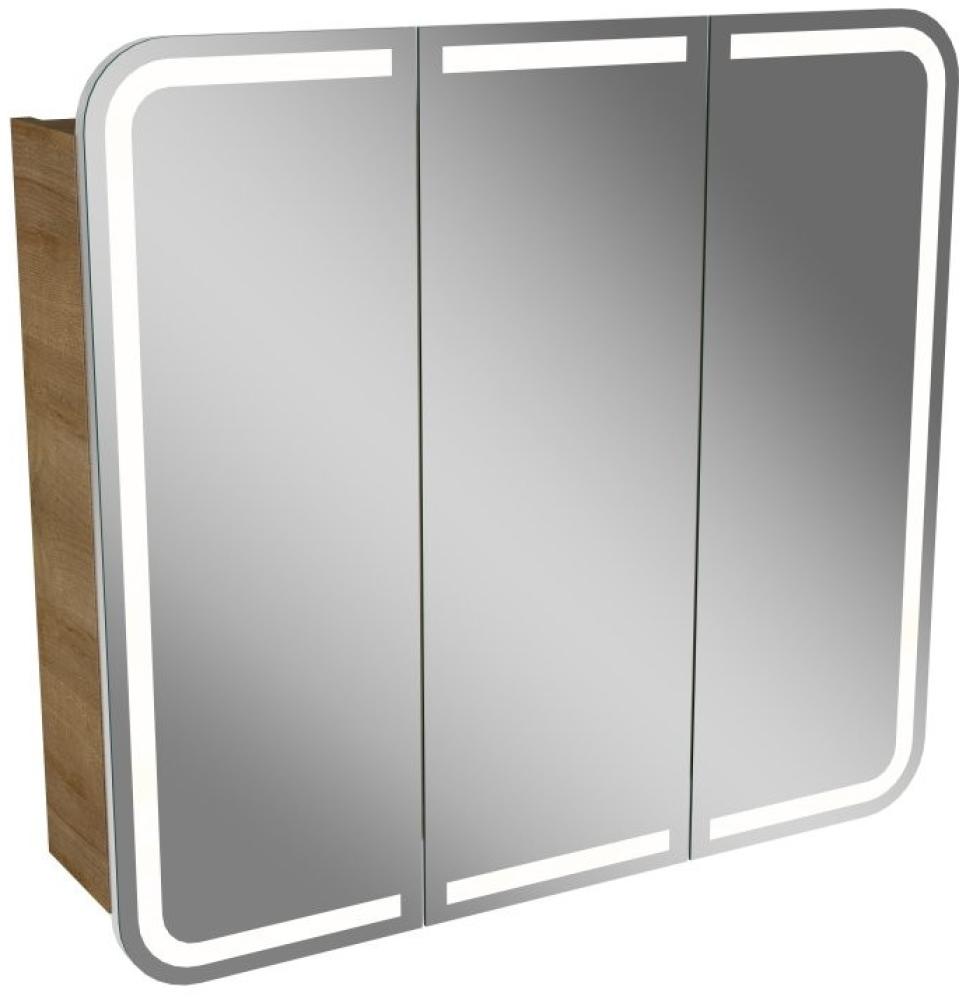 Lanzet M9 Spiegelschrank 80 cm mit umlaufender LED-Beleuchtung, Hellbraun Bild 1