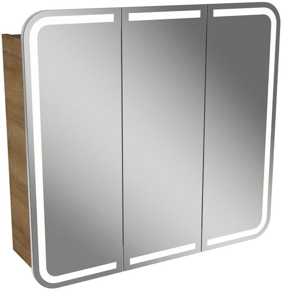Lanzet M9 Spiegelschrank 80 cm mit umlaufender LED-Beleuchtung, Hellbraun Bild 1