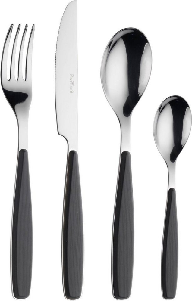 PINTINOX Besteck-Set Riva (16-tlg), 4 Personen, Edelstahl 18/0, Kunststoff, mit Kunststoffgriff in Holz-Optik Bild 1