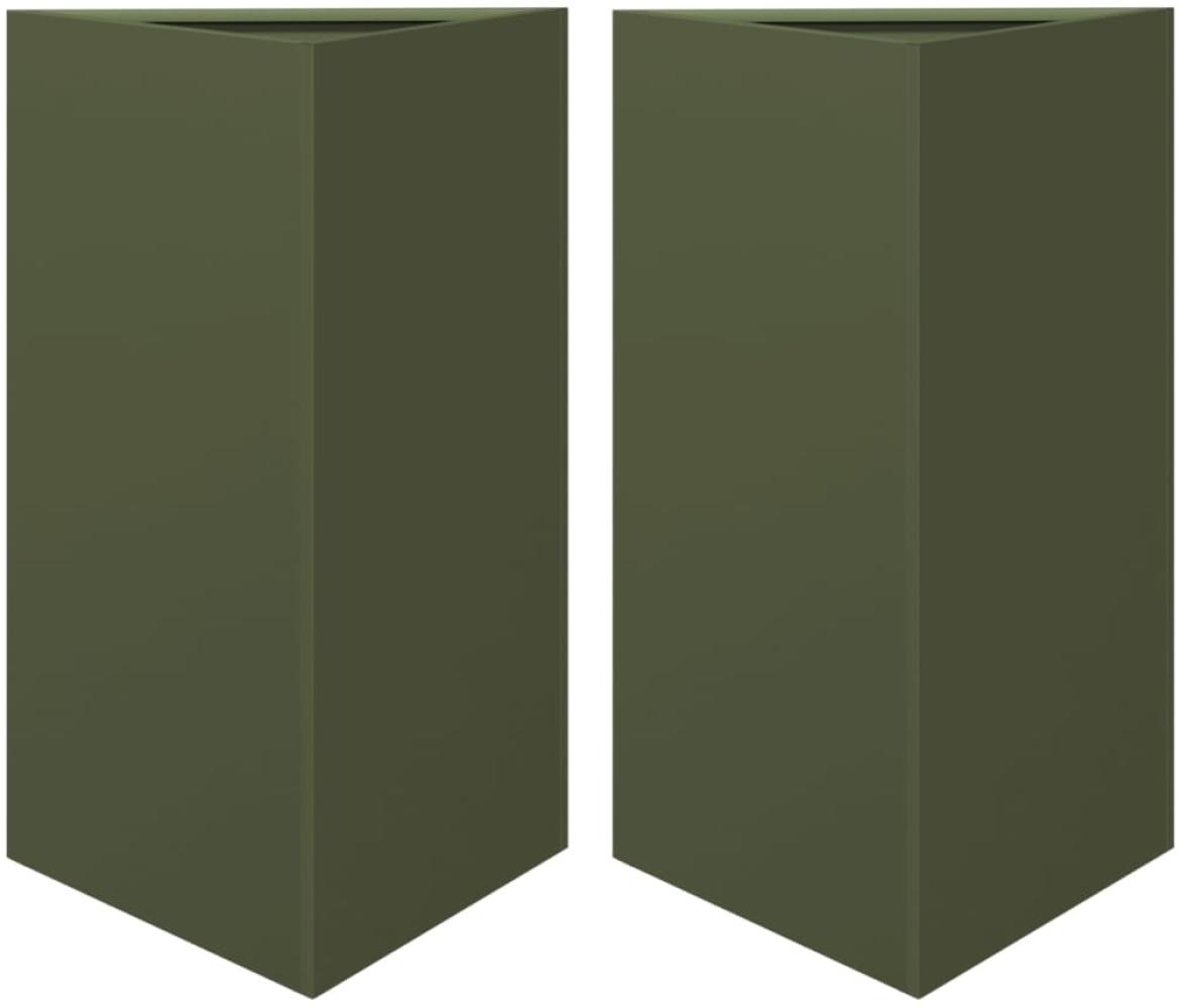 vidaXL Pflanzkübel 2 Stk. Olivgrün Dreieckig 50x43x75 cm Stahl 851178 Bild 1