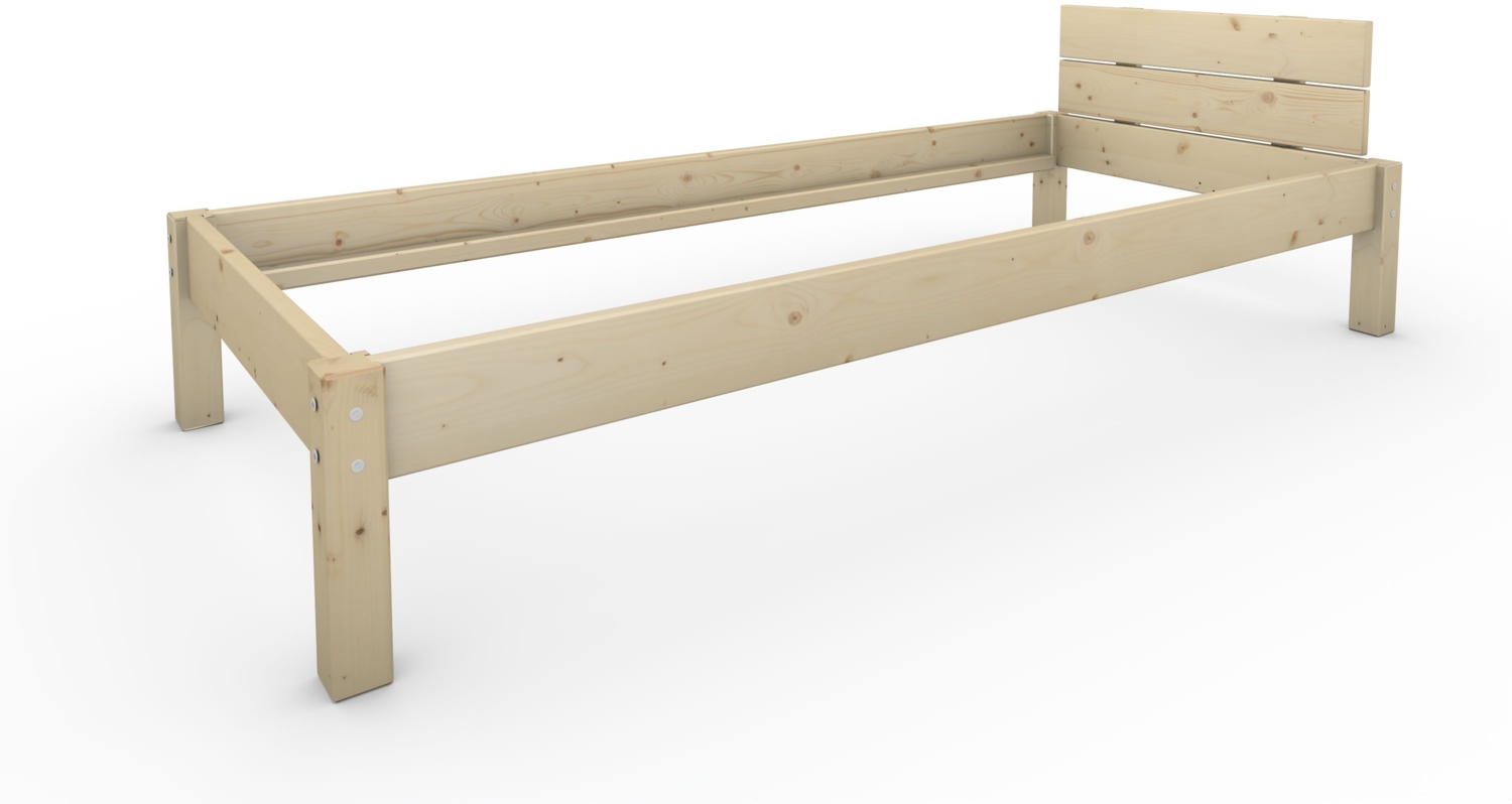 Pfostenbett Massivholzbett (Fichte) "Daybett" 90 x 220 cm 38 cm Holzbett 300kg Bild 1