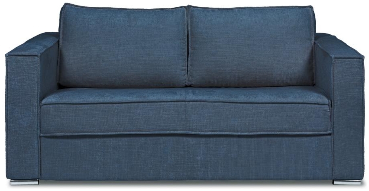 Vente-unique - Schlafsofa mit Matratze 4-Sitzer - Chenille-Stoff - Blau - Liegefläche 160 cm - Matratze 22 cm mit Memory Schaum - LORETO Bild 1