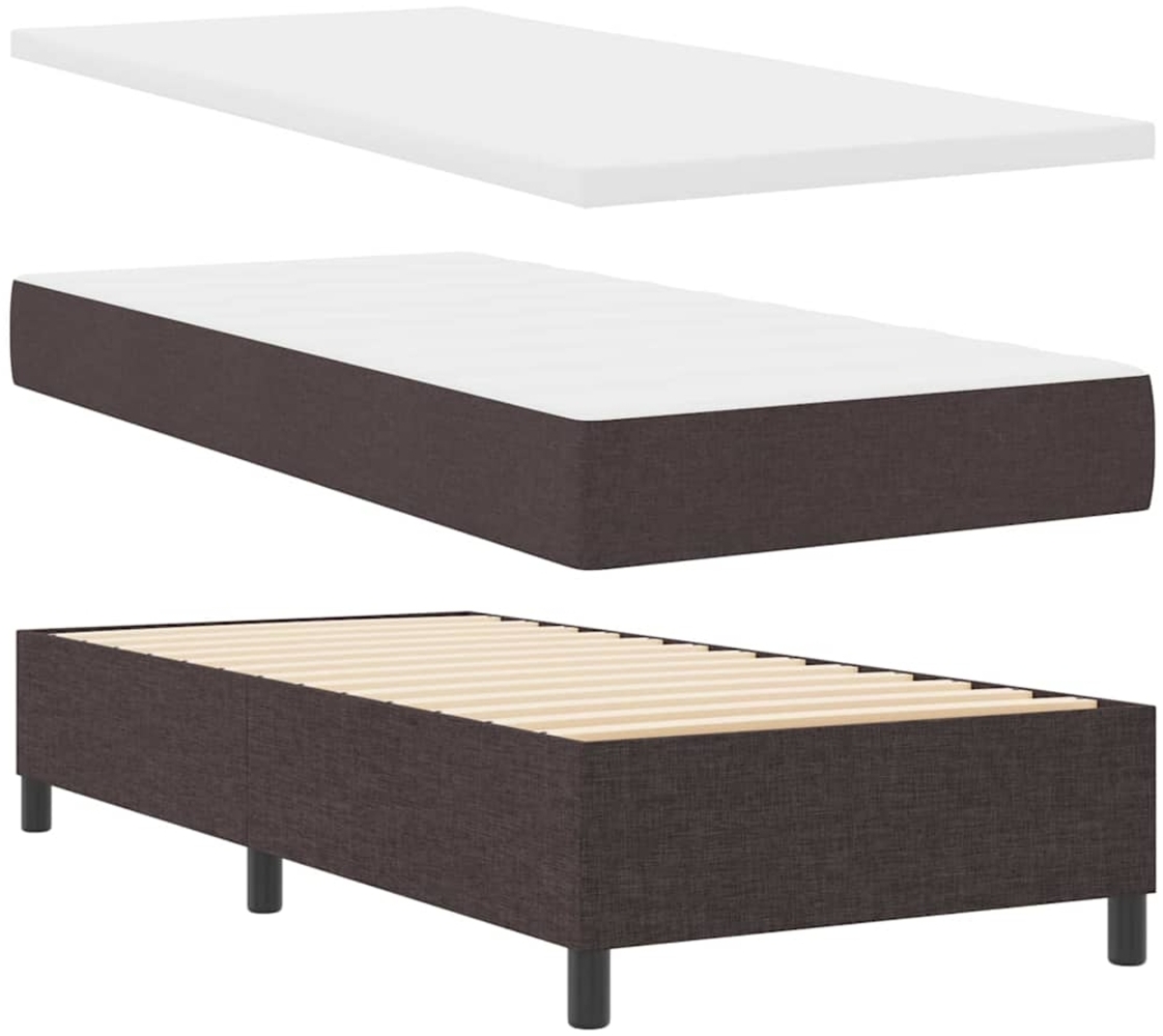 vidaXL Boxspringbett mit Matratze Dunkelbraun 90 x 200 cm Stoff 3343963 Bild 1