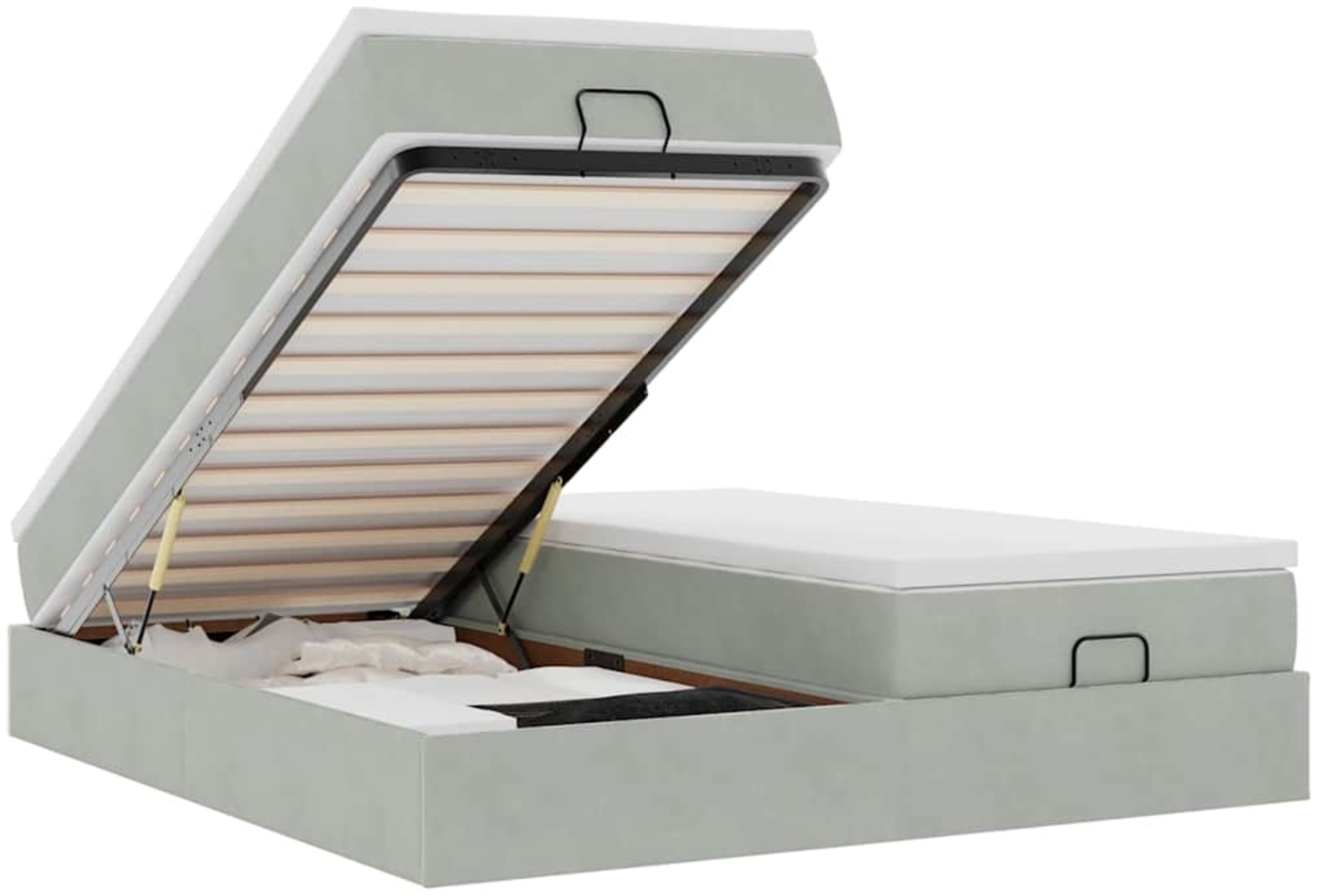 vidaXL Ottoman-Bett mit Matratzen Hellgrau 200x200 cm Samt 3311267 Bild 1