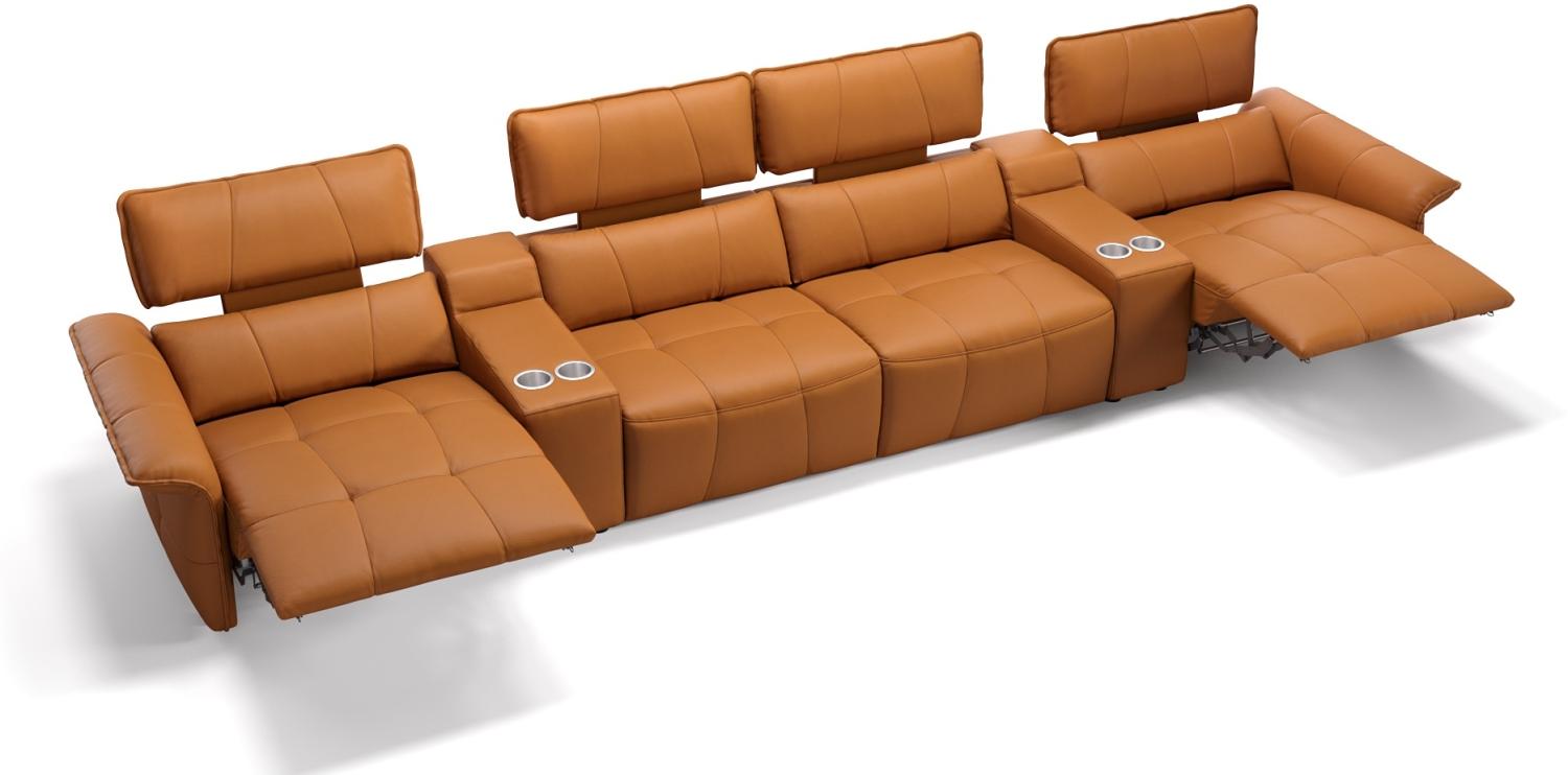 Sofanella 4-Sitzer Kinosofa ADRIA Leder Ledercouch in Cognac M: 442 Breite x 101 Tiefe Bild 1