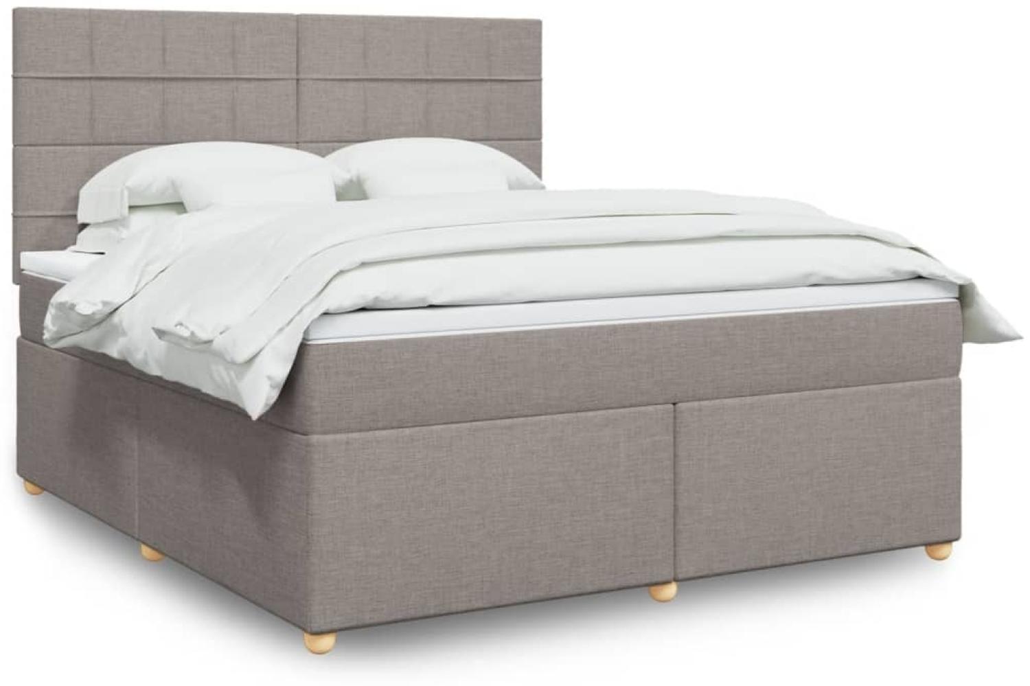 vidaXL Boxspringbett mit Matratze Taupe 180x200 cm Stoff 3293663 Bild 1