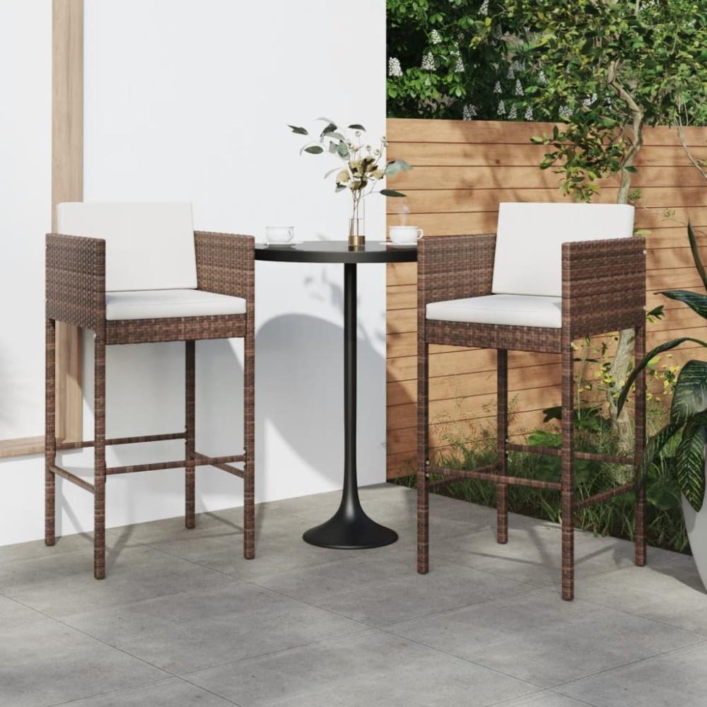 vidaXL Barhocker 2 Stk. mit Kissen Braun Poly Rattan 316672 Bild 1