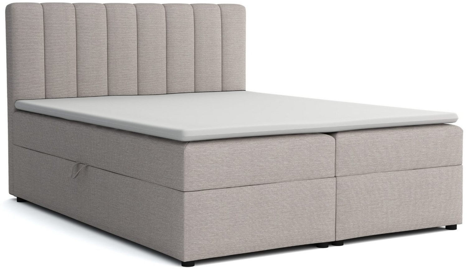Deine Möbel 24 Boxspringbett VIKA Komplettbett Polsterbett Boxbett Bonellfederkernmatratzen H3 (Boxbett Taschenfederkern-Matratzen H4, 3-St, Matratzen H3 / H4 zur Auswahl Beige Grau Hellgrau Dunkelgrau Schwarz), inkl Topper Bettkästen, 120x200 140x200 ... Bild 1